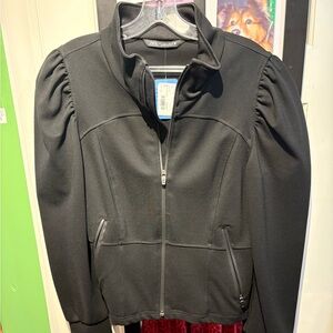 ZARA Black Puff-Sleeve Zip Bomber Jacket